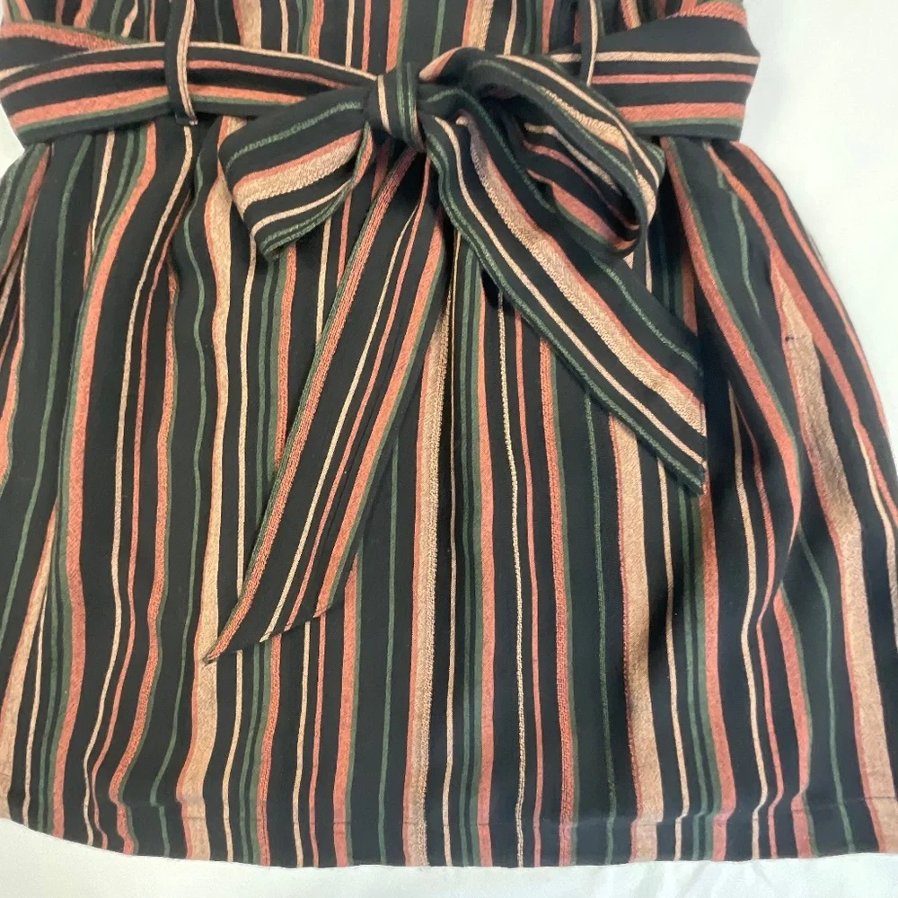 American Eagle Black Paper Bag Tied Striped Mini Skirt Size Small